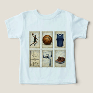 Vintage Basketball Stamps Sports Collection T Shirt
