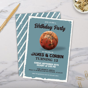 Vintage Basketball Theme Birthday View Party Inbjudningar