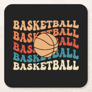 Vintage Basketboll Retro Sports Typography Design Underlägg Papper Kvadrat