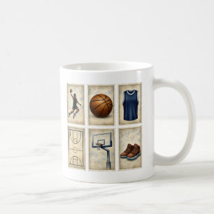 Vintage-basketbollstämplar Sportssamling Kaffemugg