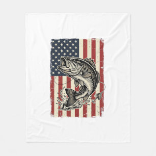Vintage Bass Fiske Amerikansk Flagga Tröja Design_ Fleecefilt