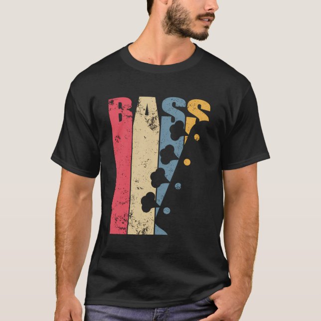 Vintage Bass Guitar T Shirt (Framsida)