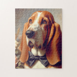 Vintage Basset Hound-målning Pussel