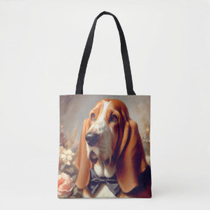 Vintage Basset Hound-målning Tygkasse