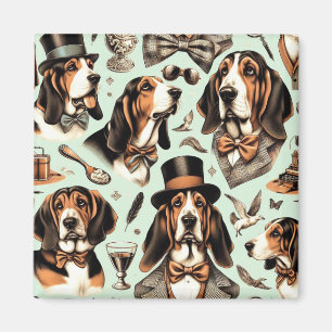 Vintage Basset Hound Seamless Magnet