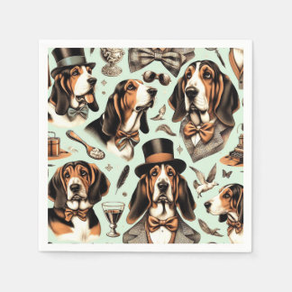 Vintage Basset Hound Seamless Pappersservett