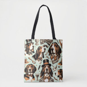Vintage Basset Hound Seamless Tygkasse