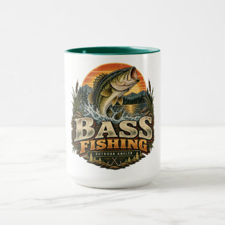 Vintage Bassfiske vid soluppgång Mugg