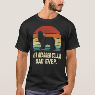 Vintage Bästa Beared Collie Pappa någonsin Hund T Shirt