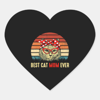 Vintage Bästa Kat Mamma någonsin Lycklig Mor-dagsl Hjärtformat Klistermärke