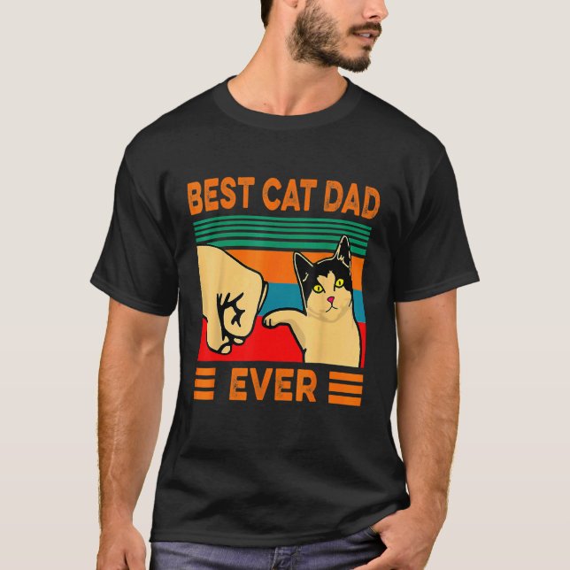 Vintage Bästa Kat Pappa - stöt aldrig T Shirt (Framsida)
