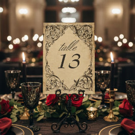 Vintage Bat Until Death Black Parchment Wedding Bordsnummer