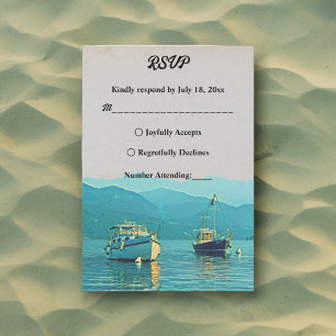 Vintage-båtar sjölandskap destination bröllop OSA kort