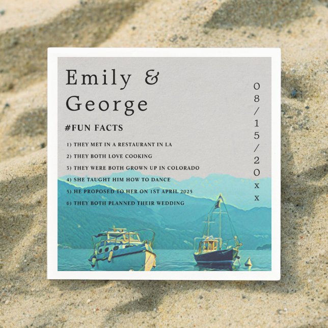 Vintage-båtar sjölandskap destination bröllop pappersservett (Skapare uppladdad)