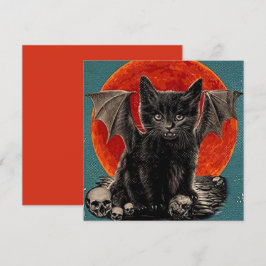 Vintage Batcat Spooky Happy halloween Julkort