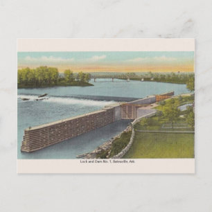 Vintage Batesville Arkansas sluss och damm vykort