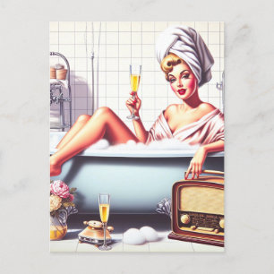 Vintage Bath Pin-Up Vykort