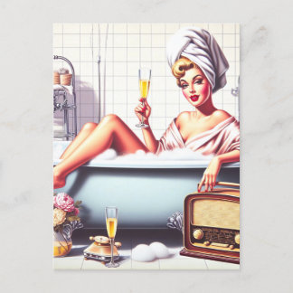 Vintage Bath Pin-Up Vykort
