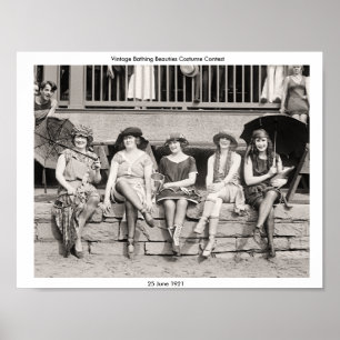 Vintage Bathing Beauty Costume Tävling 25/6/1921 Poster