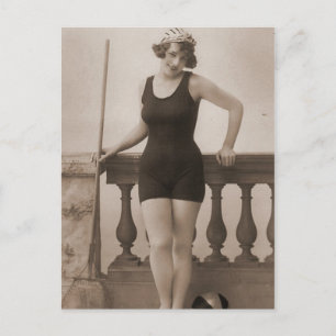 Vintage Bathing Beauty Flapper Girl Porträtt Vykort