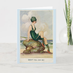 Vintage Bathing Beauty in in Grönt Kort