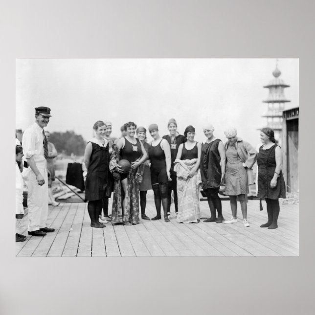 Vintage Bathing Kostym, 1910-talet Poster (Framsidan)