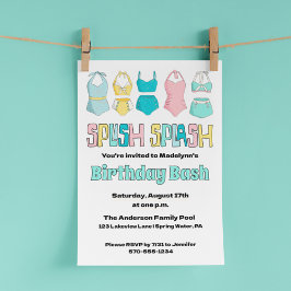 Vintage Bathing Kostym Swimwear Bassäng Party Inbjudningar