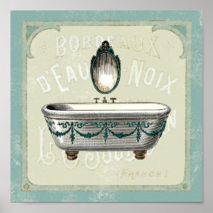 Vintage Bathtub med Spegel Poster
