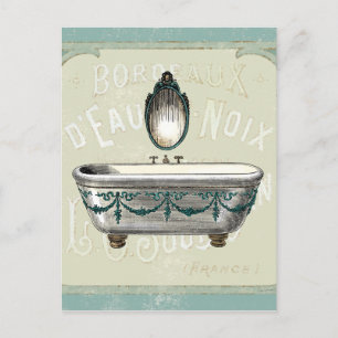 Vintage Bathtub med Spegel Vykort