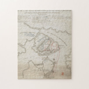 Vintage Battle of Bunker Backe Karta (1775) Pussel
