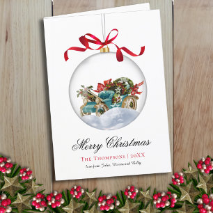 Vintage Bauble Car-jul Helgkort