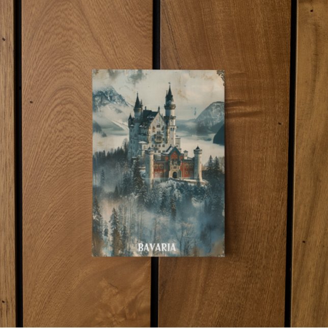 Vintage Bavaria Neuschwanstein Castle Travel Vykort (bavaria germany castle vintage travel postcard)
