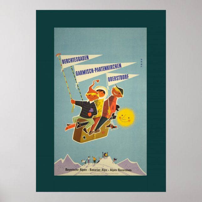 Vintage Bavarian Alpernas Travel Poster (Framsidan)