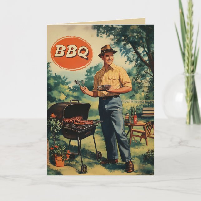 Vintage BBQ Delight: Classic Backyard Cookout Scen Inbjudan (Framsida)