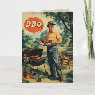 Vintage BBQ Delight: Classic Backyard Cookout Scen Inbjudan