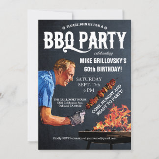 Vintage BBQ Födelsedagsfest inbjudan-kalkylpanel Inbjudningar