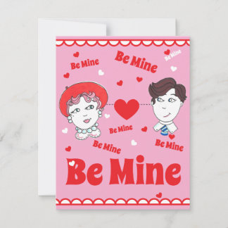 Vintage Be Mine Alla Hjärtansdags Platt Kort