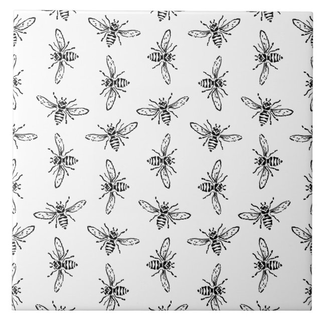 Vintage Be Mönster ANPASSNINGSBAR BAKGRUND FÄRG Kakelplatta (Framsidan)