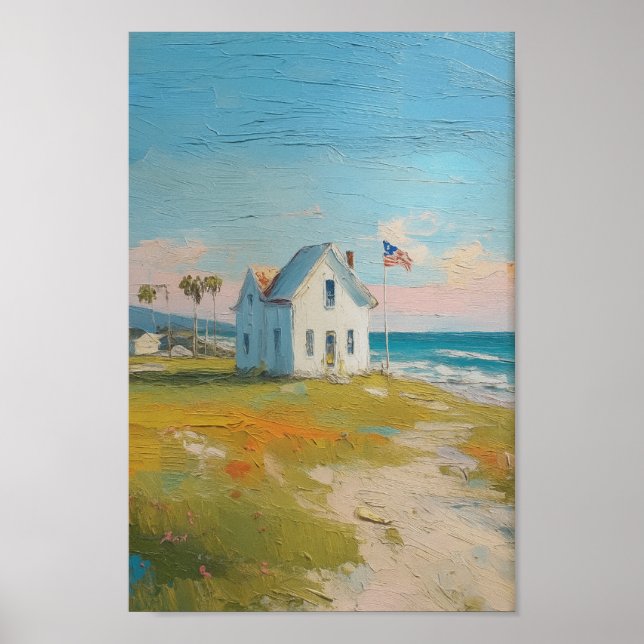 Vintage Beach 4:e juli Amerikanas självständighet Poster (Framsidan)