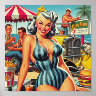 Vintage Beach-anslutning Poster