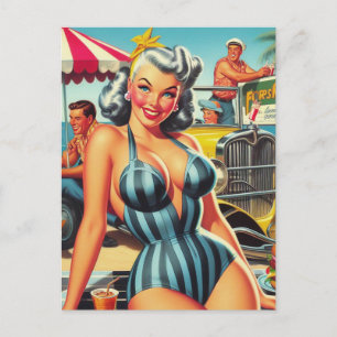 Vintage Beach-anslutning Vykort