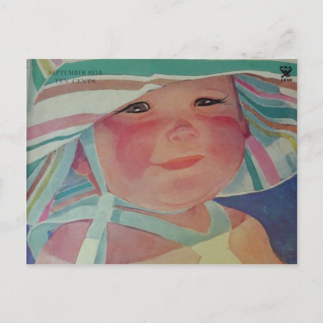 Vintage Beach Baby 1934 Vykort (Framsida)