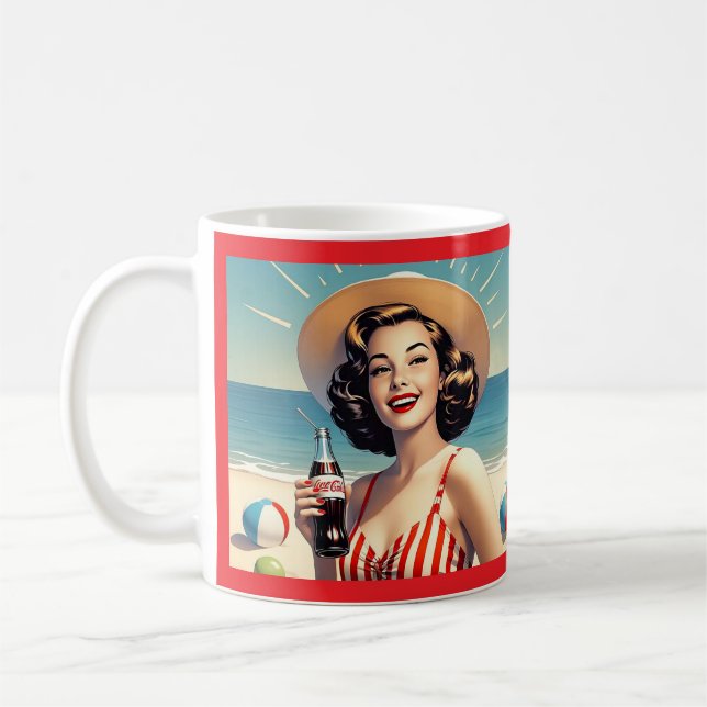 " VINTAGE BEACH BEAUTY " KAFFEMUGG (Vänster)