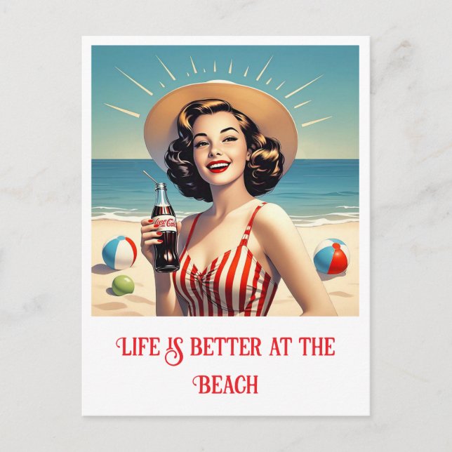 " VINTAGE BEACH BEAUTY " VYKORT (Framsida)