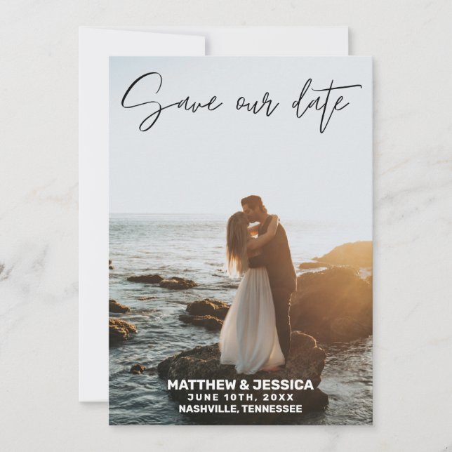 Vintage Beach-bröllop Spara datum Datumet (Framsida)