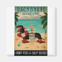 Vintage Beach Cocktail Life Dachshund