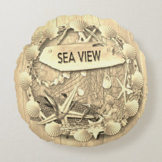 Vintage Beach Cushion - havsvy Rund Kudde
