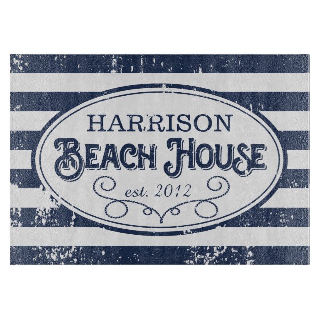 Vintage Beach House Personlig Navy and White (Framsidan)