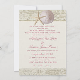 Vintage Beach Ivory Rosa Inbjudningar