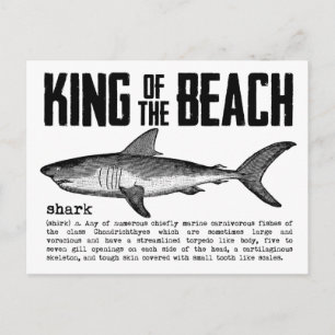 Vintage Beach Kung Shark Definition Black n White Vykort